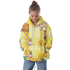 Yellow Floral Aesthetic Kids  Oversized Hoodie by designsbymallika