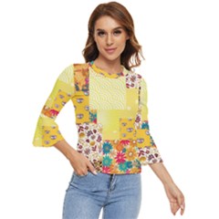 Yellow Floral Aesthetic Bell Sleeve Top