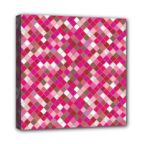 Pink Tiles Mini Canvas 8  X 8  (stretched) by designsbymallika