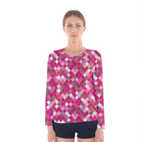 Pink Tiles Women s Long Sleeve Tee by designsbymallika