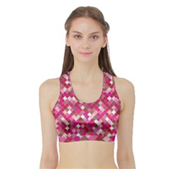 Pink Tiles Sports Bra With Border by designsbymallika