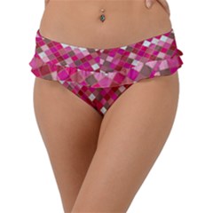 Pink Tiles Frill Bikini Bottom by designsbymallika