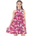 Pink Tiles Halter Neckline Chiffon Dress  View1