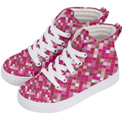 Pink Tiles Kids  Hi-top Skate Sneakers by designsbymallika