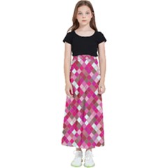 Pink Tiles Kids  Flared Maxi Skirt by designsbymallika