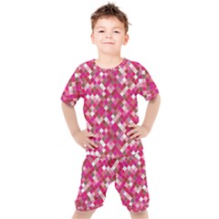 Pink Tiles Kids  Tee And Shorts Set by designsbymallika