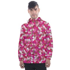 Pink Tiles Men s Front Pocket Pullover Windbreaker by designsbymallika