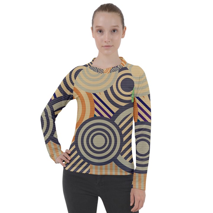 Circular Pattern Women s Pique Long Sleeve Tee