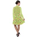 Vector Fruits pattern, pastel colors, yellow background Long Sleeve Chiffon Shirt Dress View2