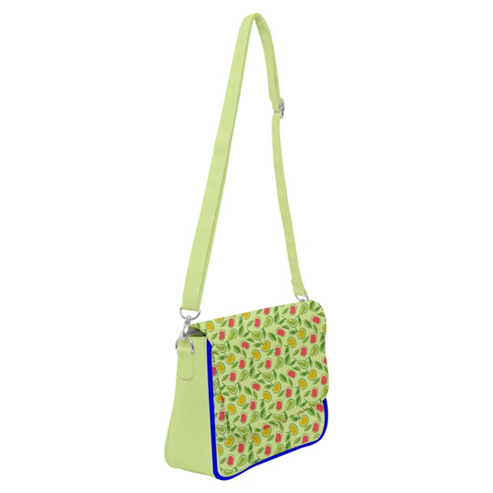 Vector Fruits pattern, pastel colors, yellow background Shoulder Bag with Back Zipper