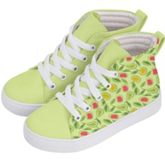 Vector Fruits Pattern, Pastel Colors, Yellow Background Kids  Hi-top Skate Sneakers by Casemiro