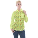 Vector Fruits pattern, pastel colors, yellow background Women s Long Sleeve Pocket Shirt View1