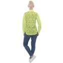 Vector Fruits pattern, pastel colors, yellow background Women s Long Sleeve Pocket Shirt View2