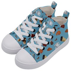 Coffee Time Kids  Mid-top Canvas Sneakers by SychEva