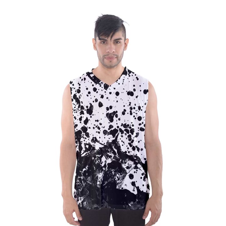 Black And White Abstract Liquid Design Men s Basketball Tank Top