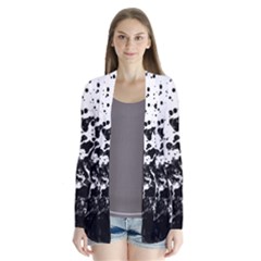 Black And White Abstract Liquid Design Drape Collar Cardigan by dflcprintsclothing