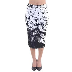 Black And White Abstract Liquid Design Velvet Midi Pencil Skirt by dflcprintsclothing