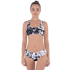 Black And White Abstract Liquid Design Criss Cross Bikini Set by dflcprintsclothing