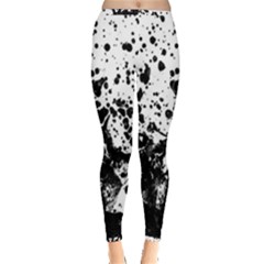 Black And White Abstract Liquid Design Inside Out Leggings by dflcprintsclothing