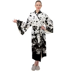 Black And White Abstract Liquid Design Maxi Velour Kimono by dflcprintsclothing