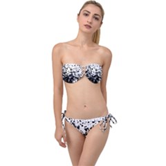 Black And White Abstract Liquid Design Twist Bandeau Bikini Set by dflcprintsclothing