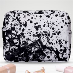 Black And White Abstract Liquid Design Make Up Pouch (large)