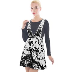 Black And White Abstract Liquid Design Plunge Pinafore Velour Dress by dflcprintsclothing