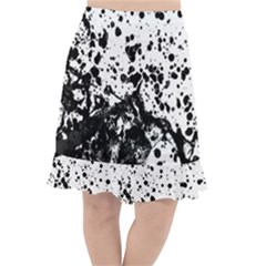 Black And White Abstract Liquid Design Fishtail Chiffon Skirt by dflcprintsclothing