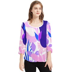 Aquatic Surface Patterns-04 Chiffon Quarter Sleeve Blouse by Designops73