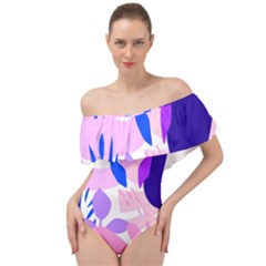 Aquatic Surface Patterns-04 Off Shoulder Velour Bodysuit 