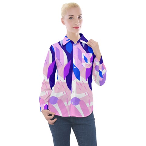 Aquatic Surface Patterns-04 Women s Long Sleeve Pocket Shirt by Designops73