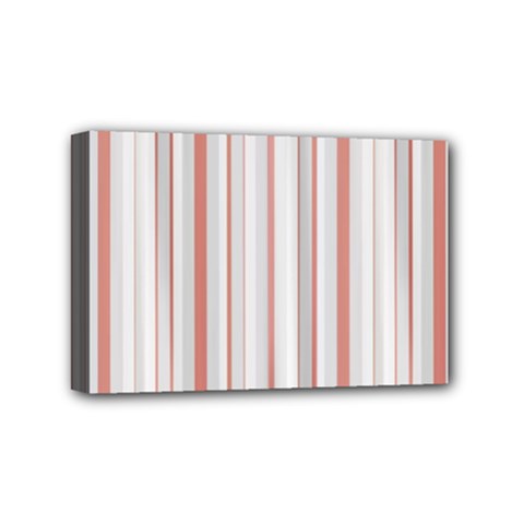 Salmon And Grey Linear Design Mini Canvas 6  X 4  (stretched)