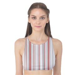 Salmon And Grey Linear Design Tank Bikini Top