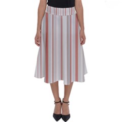 Salmon And Grey Linear Design Perfect Length Midi Skirt by dflcprintsclothing