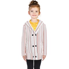 Salmon And Grey Linear Design Kids  Double Breasted Button Coat by dflcprintsclothing