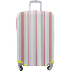 Salmon And Grey Linear Design Luggage Cover (large) by dflcprintsclothing