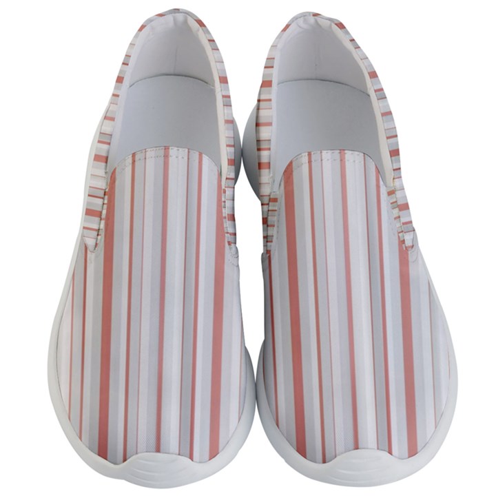 Salmon And Grey Linear Design Men s Lightweight Slip Ons