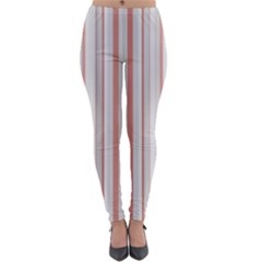 Salmon And Grey Linear Design Lightweight Velour Leggings