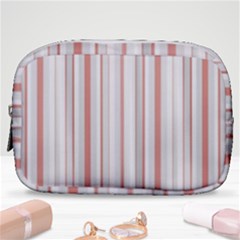 Salmon And Grey Linear Design Make Up Pouch (small) by dflcprintsclothing