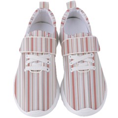 Salmon And Grey Linear Design Women s Velcro Strap Shoes by dflcprintsclothing