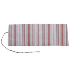 Salmon And Grey Linear Design Roll Up Canvas Pencil Holder (s) by dflcprintsclothing