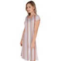 Salmon And Grey Linear Design Classic Short Sleeve Dress View2