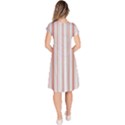 Salmon And Grey Linear Design Classic Short Sleeve Dress View4