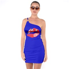 Distinct Apparel - Bermuda Kiss One Shoulder Ring Trim Bodycon Dress by DistinctApparel