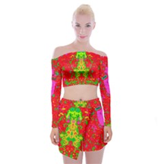 Fruit Loops 4 Off Shoulder Top With Mini Skirt Set by DovAlexander