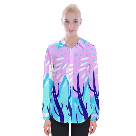 Aquatic Surface Patterns Womens Long Sleeve Shirt by Designops73