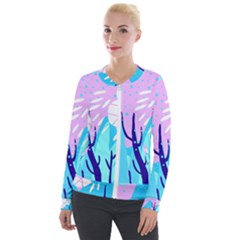 Aquatic Surface Patterns Velvet Zip Up Jacket by Designops73