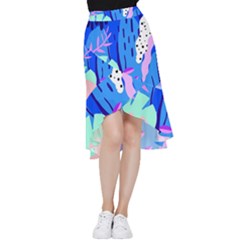 Aquatic Surface Patterns Frill Hi Low Chiffon Skirt