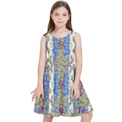 Ornament Striped Textured Colored Pattern Kids  Skater Dress by dflcprintsclothing