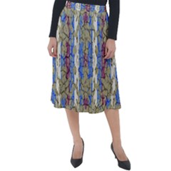 Ornament Striped Textured Colored Pattern Classic Velour Midi Skirt  by dflcprintsclothing